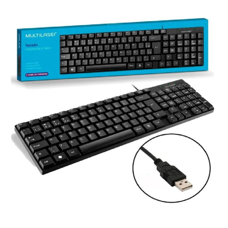 Teclado Slim Multilaser TC193 ABNT2 – Resistente à Água
